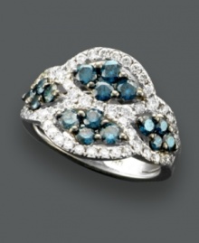 Let the color of Caribbean blue wash over you. This head-turning 14k white gold ring from Bella Bleu by Effy Collection features glistening round-cut blue diamonds (1 ct. t.w.) and round-cut white diamonds (5/8 ct. t.w.) in an intricate wave pattern. Let the color of Caribbean blue wash over you. This head-turning 14k white gold ring from Bella Bleu by Effy Collection features glistening round-cut blue diamonds (1 ct. t.w.) and round-cut white diamonds (5/8 ct. t.w.) in an intricate wave pattern.
