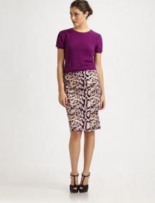 Sizzling snake-print lends a touch of the exotic to this slim pencil silhouette.Wide waistbandVertical seamsSide slit at hemCenter back zipperAbout 24 long97% cotton/3% spandexDry cleanImportedModel shown is 5'10 (177cm) wearing US size 4. Sizzling snake-print lends a touch of the exotic to this slim pencil silhouette.Wide waistbandVertical seamsSide slit at hemCenter back zipperAbout 24 long97% cotton/3% spandexDry cleanImportedModel shown is 5'10 (177cm) wearing US size 4.