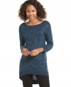 Gorgeous knit meets sophisticated design in this tunic-style sweater from JJ Basics! Dress it with leggings and boots for a daytime look that transitions into night.