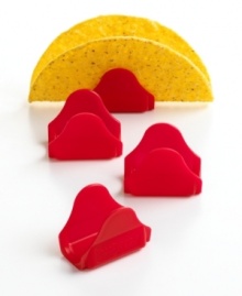 Skip the messy break-up! The perfect place for your favorite fiesta food, these taco props keep shells in one piece, preventing breakage and making it easy to fill each shell to the brim with endless flavors. Skip the messy break-up! The perfect place for your favorite fiesta food, these taco props keep shells in one piece, preventing breakage and making it easy to fill each shell to the brim with endless flavors.