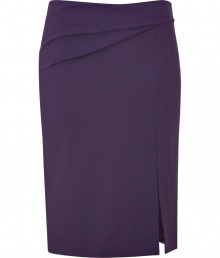 Alberta Ferretti puts a modern spin on ladylike luxe with this ultra-chic, violet wool blend pencil skirt - Curve-hugging slim cut hits above knee and features a sultry side slit - Elegant drape detail at waist and side zip - Seamlessly transitions from the office to after-work cocktails, parties and dinners - Dress up with a silk blouse, leather jacket and pumps, or go for a more laid-back look with a boxy pullover and sandals Alberta Ferretti puts a modern spin on ladylike luxe with this ultra-chic, violet wool blend pencil skirt - Curve-hugging slim cut hits above knee and features a sultry side slit - Elegant drape detail at waist and side zip - Seamlessly transitions from the office to after-work cocktails, parties and dinners - Dress up with a silk blouse, leather jacket and pumps, or go for a more laid-back look with a boxy pullover and sandals