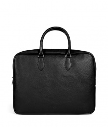 Upgrade your workweek style with this ultra-luxe leather briefcase from British It label Mulberry - Top carrying handles, top zip closure, textured leather, silver-tone hardware - This is the perfect laptop bag thats great for everyday use or travel