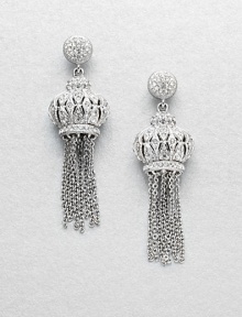 EXCLUSIVELY AT SAKS. A vintage-inspired style featuring hand-set, brilliant pavé crystals in a tassel drop design. CrystalsRhodium-plated brassDrop, about 1.75Post backImported 
