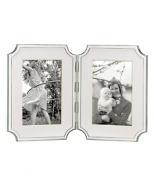 Always look your best. Simply timeless, the hinged Sullivan Street picture frame by kate spade features narrow silver-plated trim with pretty architectural detail and white mats that flatter any photo.