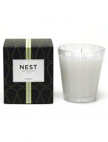 Blooming bamboo mingled with a variety of white florals, sparking citrus, and fresh green accords. Approximate burn time, 50 hours. 8.1 oz. Blooming bamboo mingled with a variety of white florals, sparking citrus, and fresh green accords. Approximate burn time, 50 hours. 8.1 oz.