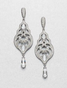 EXCLUSIVELY AT SAKS. Sparkling pavé crystals hand-set in a long, intricate, open-work design. CrystalsCubic zirconiaRhodium-plated brassDrop, about 2.5Post backImported EXCLUSIVELY AT SAKS. Sparkling pavé crystals hand-set in a long, intricate, open-work design. CrystalsCubic zirconiaRhodium-plated brassDrop, about 2.5Post backImported