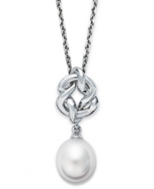 Fresh by Honora takes elegance to a new level with this lovely knot design. Necklace crafted in sterling silver that highlights a cultured freshwater pearl drop (10-10-1/2 mm). Approximate length: 18 inches. Approximate drop: 1 inch. Fresh by Honora takes elegance to a new level with this lovely knot design. Necklace crafted in sterling silver that highlights a cultured freshwater pearl drop (10-10-1/2 mm). Approximate length: 18 inches. Approximate drop: 1 inch.