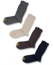 Great everyday comfort crew socks by Gold Toe with Aqua FX Moisture Control System to keep your feet dry and Perfect fit with spandex to stay in place.