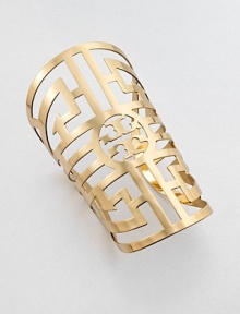 This statement piece is an intricate labyrinth of modern design. 16k goldplated on brassLength, about 7.5Width, about 5Slip-on styleImported This statement piece is an intricate labyrinth of modern design. 16k goldplated on brassLength, about 7.5Width, about 5Slip-on styleImported