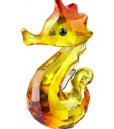 Revered for her blazing yellow sheen, Gina the seahorse is among the brightest fish is the Swarovski crystal Sealife collection.