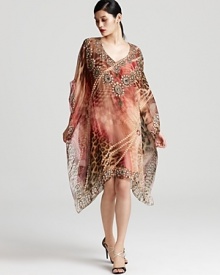 Badgley Mischka Dress - Printed Embellished Caftan