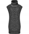 This must-have versatile long knit from See by Chloe doubles as both a sexy mini-dress and a long layering piece - Large ribbed turtleneck, sleeveless, ultra-long body, textured cable knit, ribbed hem - Wear with cropped trousers and heels or with ribbed tights and over-the-knee boots