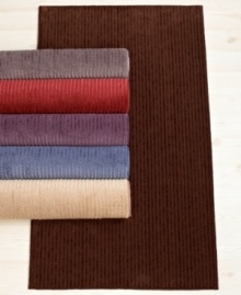 Step in softness with this Durasoft Corduroy bath rug, featuring different shades of yarn woven together for a design similar to corduroy. Rugs are stain, soil and fade resistant for long lasting comfort & easy care. Step in softness with this Durasoft Corduroy bath rug, featuring different shades of yarn woven together for a design similar to corduroy. Rugs are stain, soil and fade resistant for long lasting comfort & easy care.
