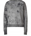 Edgy and ultra modern, Each Others grey tie-dyed waffle knit sweatshirt guarantees a unique finish to your effortless cool laid-back look - Rounded neckline, long sleeves, fine ribbed trim - Contemporary cropped silhouette - Wear with edgy coated jeans and shimmering metallic footwear