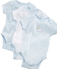 Snuggle time! He'll be comfy and cozy and ready for hugs in one of these Little Me bodysuits. Snuggle time! He'll be comfy and cozy and ready for hugs in one of these Little Me bodysuits.