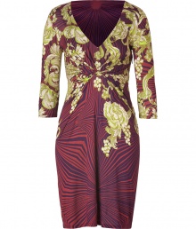 Inject optical intrigue into your cocktail ready look with Matthew Williamsons eye-catching graphic printed draped jersey dress - V-neckline, 3/4 sleeves, gathered bust - Fitted - Team with statement heels and streamlined accessories Inject optical intrigue into your cocktail ready look with Matthew Williamsons eye-catching graphic printed draped jersey dress - V-neckline, 3/4 sleeves, gathered bust - Fitted - Team with statement heels and streamlined accessories