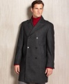 Yes, sir! Swagger through the worst of winter in a Calvin Klein tailored with subtle military details.