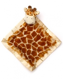 Perfect for playtime or naptime alike, this adorable plush blanket features a giraffe pattern and giraffe head at the corner. Perfect for playtime or naptime alike, this adorable plush blanket features a giraffe pattern and giraffe head at the corner.