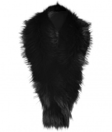 The ultimate luxe accessory, Steffen Schrauts fur scarf guarantees an exquisite polish to your outfit - Black raccoon fur, fringed ends, pocket on one end, front snap closure, loop on reverse for hold, fabric reverse - Layer over cashmere pullovers, or collarless coats with black leather gloves