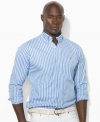 A handsome sport shirt is accented with Ralph Lauren's embroidered pony and cut for a relaxed, comfortable fit in striped cotton broadcloth.