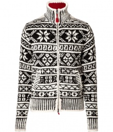 Hit the slopes in eye-catching style in Parajumpers graphic knit zippered cardigan - Stand-up collar, long sleeves, contrast striped trim, two-way front zip with red pull, front slit pockets - Classic slim fit - Pair with sporty outerwear and edgy weather boots for that rugged outdoorsy finish Hit the slopes in eye-catching style in Parajumpers graphic knit zippered cardigan - Stand-up collar, long sleeves, contrast striped trim, two-way front zip with red pull, front slit pockets - Classic slim fit - Pair with sporty outerwear and edgy weather boots for that rugged outdoorsy finish