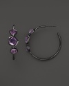 Ippolita Wicked Black Rhodium Sterling Silver Hoop Amethyst Earrings with Diamonds