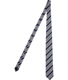 Classic, stylish tie in fine silk-cotton mix - Features stripes in blue and light grey for a cool, classy look - Wear with dark suits and white shirts - Great choice for work or dinner - Makes a great gift, too Classic, stylish tie in fine silk-cotton mix - Features stripes in blue and light grey for a cool, classy look - Wear with dark suits and white shirts - Great choice for work or dinner - Makes a great gift, too