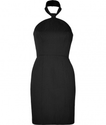 Ultra sultry with its halter neckline and cool textural surface, Rachel Zoes form-fitting sheath is a fierce take on cocktails chic - Halter neckline with hook closures, hidden back zip, kick pleat - Form-fitting - Team with heels and an embellished box clutch Ultra sultry with its halter neckline and cool textural surface, Rachel Zoes form-fitting sheath is a fierce take on cocktails chic - Halter neckline with hook closures, hidden back zip, kick pleat - Form-fitting - Team with heels and an embellished box clutch