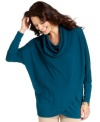 Cozy up to this Grace Elements sweater, featuring dolman sleeves, a cowl neckline and a stylish tulip hem.