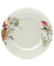 With a floral pattern that's truly fresh, Marcela's Floral Henna dinner plate for Prima Design has an exotic quality about it with vibrant colors blooming in simple white porcelain. With a floral pattern that's truly fresh, Marcela's Floral Henna dinner plate for Prima Design has an exotic quality about it with vibrant colors blooming in simple white porcelain.