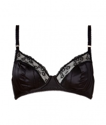 Channel your inner vixen in this supportive underwire bra from Stella McCartney - Satin bra with lace trim, full-cups with pintuck details, underwire, adjustable straps, back mesh details - Perfect under any outfit or paired with a matching bra for stylish lounging
