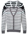 Pair this Sean John striped cardigan with your favorite tee and jeans for a stylish laid back look.