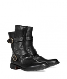 Toughen up your casual style with these supple leather ankle boots from Fiorentini & Baker - Round upturned toe, ankle straps, chunky heel - Pair with straight leg jeans, a cashmere pullover, and a biker jacket