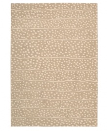 A blizzard of soft spots linger in between imperfect lines, creating beautiful harmony against a gentle sand-hued ground. Hand tufted from 100% natural wool, this plush Calvin Klein rug is crafted using the cut-and-loop pile technique that creates a unique matte surface texture. A blizzard of soft spots linger in between imperfect lines, creating beautiful harmony against a gentle sand-hued ground. Hand tufted from 100% natural wool, this plush Calvin Klein rug is crafted using the cut-and-loop pile technique that creates a unique matte surface texture.