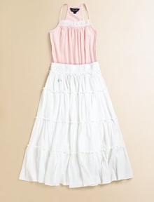 Channeling breezy bohemian style, a whimsical skirt in crinkled cotton voile makes a sweeping statement in a tiered maxi silhouette.Smocked waistbandCottonMachine washImported Channeling breezy bohemian style, a whimsical skirt in crinkled cotton voile makes a sweeping statement in a tiered maxi silhouette.Smocked waistbandCottonMachine washImported