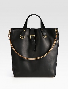A modern and avant-garde brand with beautifully-crafted pieces such as this luxurious leather design with edgy rivets in a sleek and minimalist style.Top handles, 6¼ dropDetachable adjustable shoulder strap, 12¼-20¾Magnetic snap strap closureInside pocketsFully lined14½W X 13H X 6DMade in Italy A modern and avant-garde brand with beautifully-crafted pieces such as this luxurious leather design with edgy rivets in a sleek and minimalist style.Top handles, 6¼ dropDetachable adjustable shoulder strap, 12¼-20¾Magnetic snap strap closureInside pocketsFully lined14½W X 13H X 6DMade in Italy
