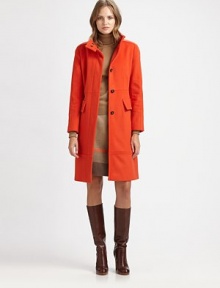 A luxurious blend of wool and cashmere gives this stand-collar coat, must-have allure.Stand collarBust dartsConcealed button closureFlap pocketsFully linedAbout 38 from shoulder to hemVirgin wool/cashmereDry cleanImported Model shown is 5'11 (180cm) wearing US size 4. A luxurious blend of wool and cashmere gives this stand-collar coat, must-have allure.Stand collarBust dartsConcealed button closureFlap pocketsFully linedAbout 38 from shoulder to hemVirgin wool/cashmereDry cleanImported Model shown is 5'11 (180cm) wearing US size 4.