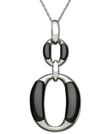 Retro chic. This vintage-inspired pendant features two tiers of cut-out ovals in sterling silver and onyx (13-1/5 ct. t.w.). Approximate length: 18 inches. Approximate drop: 1-3/4 inches. Retro chic. This vintage-inspired pendant features two tiers of cut-out ovals in sterling silver and onyx (13-1/5 ct. t.w.). Approximate length: 18 inches. Approximate drop: 1-3/4 inches.