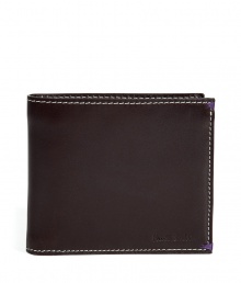 Luxury wallet made ..of fine, brown calf leather from trendy, British label, Paul Smith - Practical, rectangular shape features convenient fold and enough space for coins, notes and cards - White accent stitching, blue rimmed edges and sexy pin-up girl print inside - Practical, chic accessory makes an amazing gift for self or friend Luxury wallet made ..of fine, brown calf leather from trendy, British label, Paul Smith - Practical, rectangular shape features convenient fold and enough space for coins, notes and cards - White accent stitching, blue rimmed edges and sexy pin-up girl print inside - Practical, chic accessory makes an amazing gift for self or friend