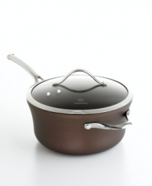 Just right. The perfect kitchen companion, this elegant bronze piece features multiple layers of nonstick technology, a hard-anodized construction and stay-cool handles for an unrivaled combination of professional performance and everyday ease. Your go-to for simmering sauces, heating soups and preparing truly delectable dishes. Lifetime warranty. Just right. The perfect kitchen companion, this elegant bronze piece features multiple layers of nonstick technology, a hard-anodized construction and stay-cool handles for an unrivaled combination of professional performance and everyday ease. Your go-to for simmering sauces, heating soups and preparing truly delectable dishes. Lifetime warranty.