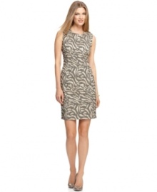 Calvin Klein's animal-patterned jacquard dress gives the traditional sheath a touch of charisma.