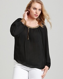 MICHAEL Michael Kors Plus Size Embellished Peasant Top