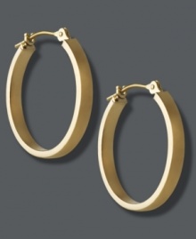 Shape up. The unique square-edge design of these traditional hoop earrings make them an instant must-have for your jewelry collection. Crafted in polished 18k gold. Approximate diameter: 5/8 inch. Shape up. The unique square-edge design of these traditional hoop earrings make them an instant must-have for your jewelry collection. Crafted in polished 18k gold. Approximate diameter: 5/8 inch.