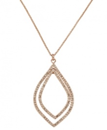 Pretty sparkly pendants. Fossil's mixed metal necklace is rose toned with clear pave crystals. It features a sparkling layered orbital pendant and a lobster claw closure. Approximate length: 22 inches + 2-inch extender. Approximate drop: 2-1/10 inches.