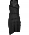 Stylish dress in a fine cotton-modal blend - in classic black - very soft and pleasant on the skin - new, cool slimmer tank-cut, decoratively draped - with feminine scoop neck and moderately wide straps - mini short in a trendy handkerchief look - looks refined, but sexy at the same time - coordinates with wedges, thongs, gladiator sandals