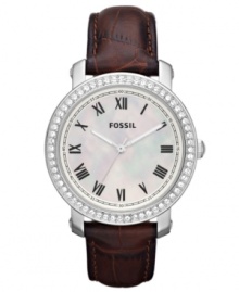 A mix of feminine grace and rustic design creates an Emma collection watch, by Fossil.