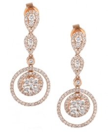 Round and resplendent. Le Vian's double-circle drop earrings, set in 14k rose gold, feature round-cut diamonds (1-3/8 ct. t.w.) in a stunning fashion. Approximate drop: 1-1/4 inches. Round and resplendent. Le Vian's double-circle drop earrings, set in 14k rose gold, feature round-cut diamonds (1-3/8 ct. t.w.) in a stunning fashion. Approximate drop: 1-1/4 inches.