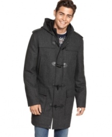 A subtle plaid pattern and classic toggle closure infuse your cold-weather wardrobe with iconic style. A subtle plaid pattern and classic toggle closure infuse your cold-weather wardrobe with iconic style.