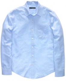 A subdued herringbone pattern gives this Calvin Klein Jeans shirt just enough presence to stand out.