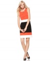 Graphic colorblocking adds a bold splash of color to this Vince Camuto shift dress for a bright spring style!